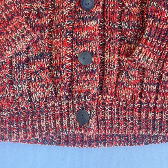 Vintage Cable Knit Acrylic Cardigan Sweater Chunky Fisherman Women's Large Red - Picture 10 of 16